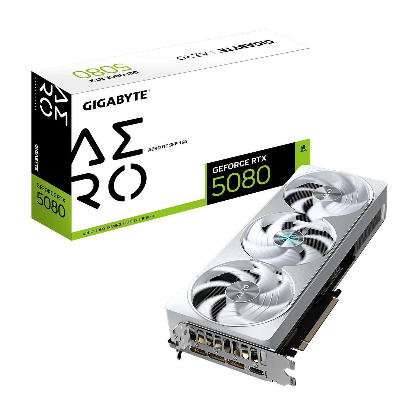 GIGABYTE nVidia GeForce RTX 5080 AERO OC  - 16GB GDDR7; 256-Bit Memory Bus; 1x HDMI; 3x DisplayPort; Min 850W PSU. .