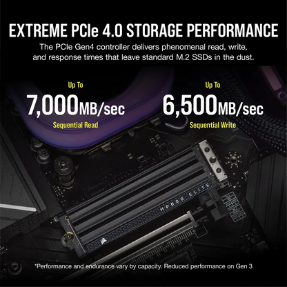 Corsair MP600 ELITE 2TB Gen4 PCIe x4 NVMe M.2 SSD with heatsink; Read Up To 7000MB/s; Write up to 6500MB/s