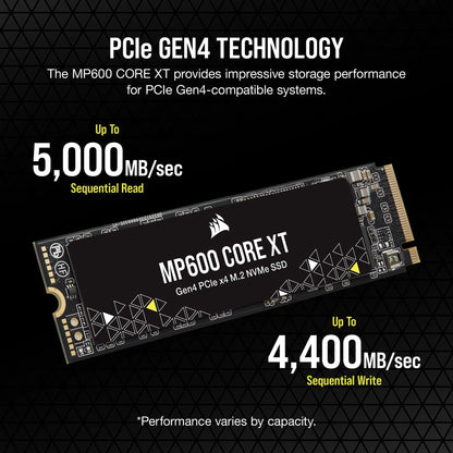 Corsair MP600 CORE XT 1TB NVMe PCIe M.2 SSD; Read Up To 5900MB/s; Write up to 5000MB/s.