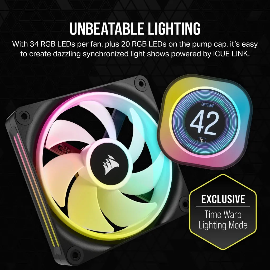 Corsair iCUE LINK H150i LCD Liquid CPU Cooler - QX120 RGB Fans - 360mm Radiator - Fits Intel® LGA 1700; AMD® AM5 - iCUE LINK Sys