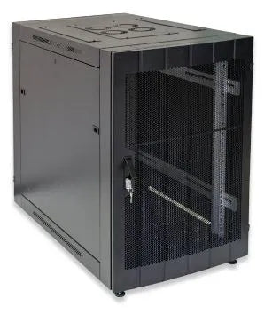 RCT 20U CP black wall mount cabinet 2x uprights 2x glands + Screws; 450mm PERFORATED DOOR