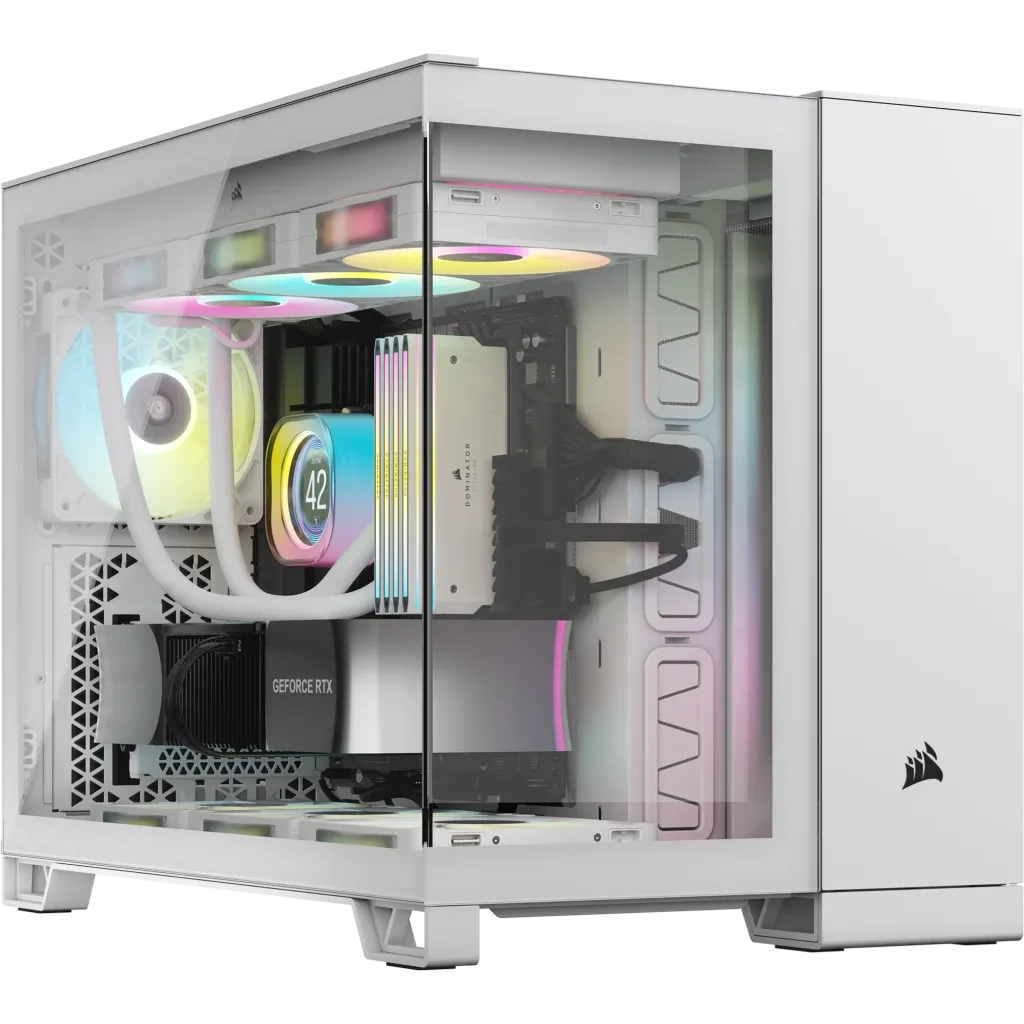 2500X RGB Micro ATX White Dual Chamber PC Case; 2x 3.5'' |  2x 2.5'' Drive Bays; Up to 360mm Radiator; 2x 120mm fan incl