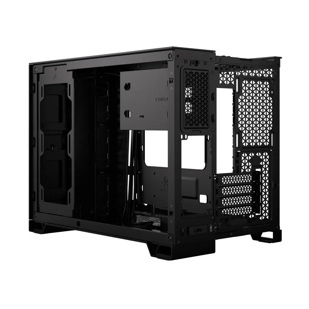 2500D Airflow Black Mid-Tower Dual Chamber PC Case; 2x 3.5'' |  2x 2.5'' Drive Bays; Up to 360mm Radiator compatible