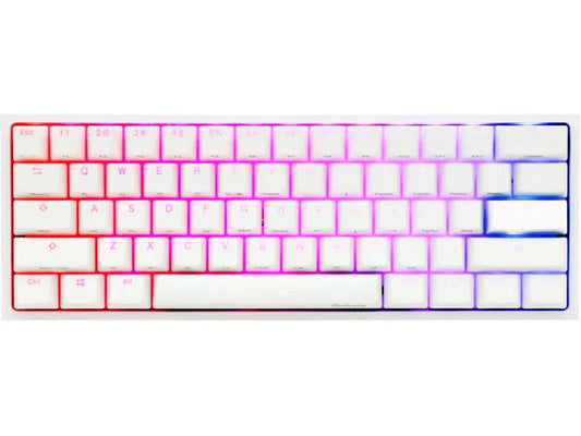 Ducky Keyboard One 2 Pro 60% Mechanical Keyboard; RGB; PBT Double Shot Keycaps - White- Cherry Silver.