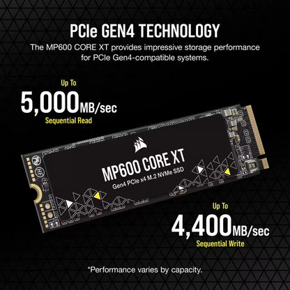Corsair MP600 CORE XT 4TB NVMe PCIe M.2 SSD; Read Up To 5000MB/s; Write up to 4400MB/s