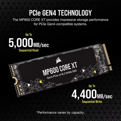 Corsair MP600 CORE XT 4TB NVMe PCIe M.2 SSD; Read Up To 5000MB/s; Write up to 4400MB/s