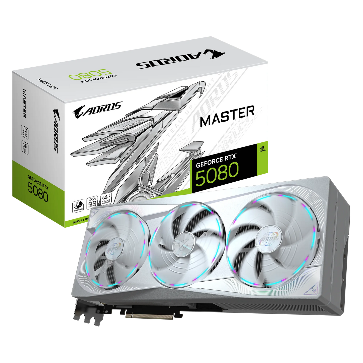GIGABYTE nVidia GeForce RTX 5080 AORUS MASTER ICE  - 16GB GDDR7; 256-Bit Memory Bus; 1x HDMI; 3x DisplayPort; Min 850W PSU. .