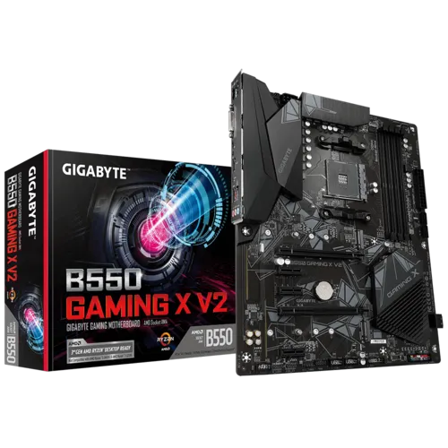 GIGABYTE Motherboard AMD B550 Gaming X Chipset for 3rd/4th/5th Generation AMD Ryzen™ AM4 ; 4x Dual DDR4; 2x M2; DVI-D; HDMI.