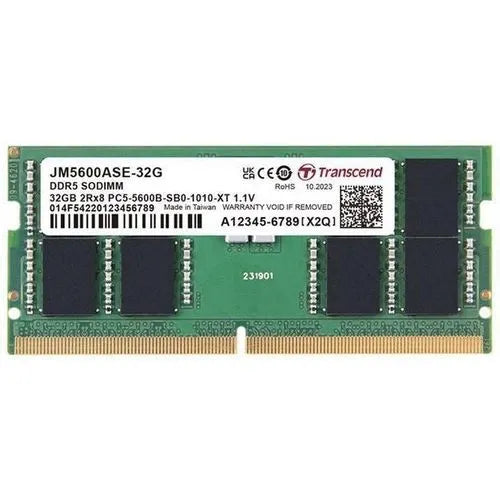TRANSCEND JET MEMORY 32GB DDR5-5600 Unbuffered NOTEBOOK SO-DIMM 2RX8 CL46  (2Gx8)x16