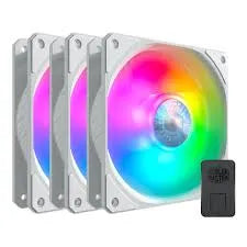 Cooler Mast Fan SickleFlow 120mm ARGB; New Blade Design; Enhanced Fan Frame; Sealed Bearing; 62CFM;3 PACK OF FANS; WHITE HOUSING