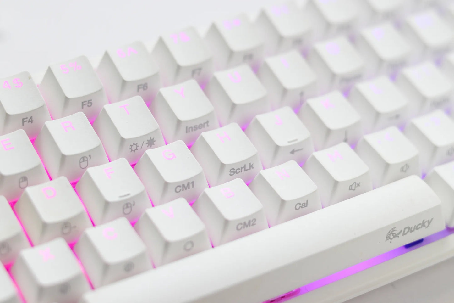 Ducky Keyboard One 2 Pro 60% Mechanical Keyboard; RGB; PBT Double Shot Keycaps - White- Cherry Silver.