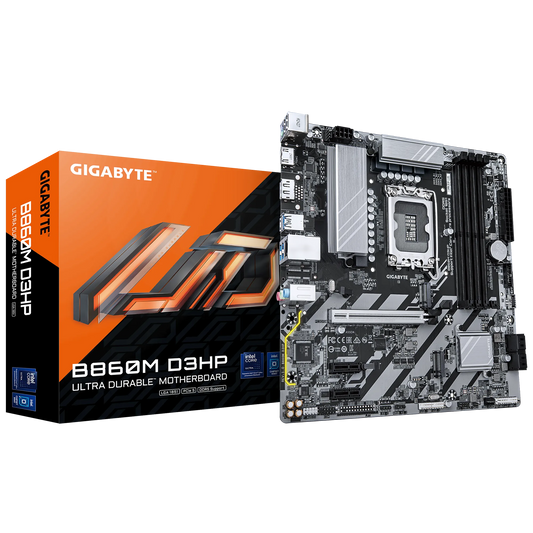 GIGABYTE Intel® B860 Chipset for LGA 1851; 4x DDR5; 2x M2; HDMI/DP; mATX.