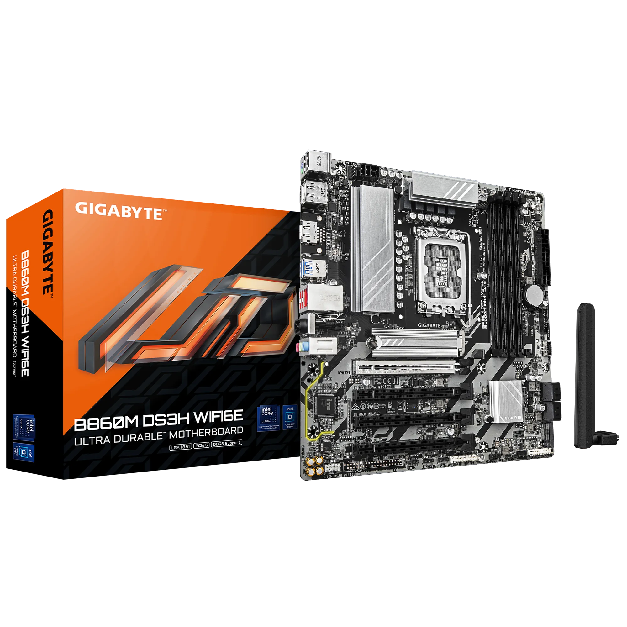 GIGABYTE Intel® B860 Chipset for LGA 1851; 4x DDR5; 2x M2; HDMI/2xDP; mATX.