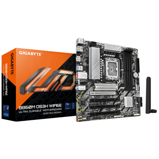 . GIGABYTE Intel® B860 Chipset for LGA 1851; 4x DDR5; 2x M2; HDMI/2xDP; mATX.