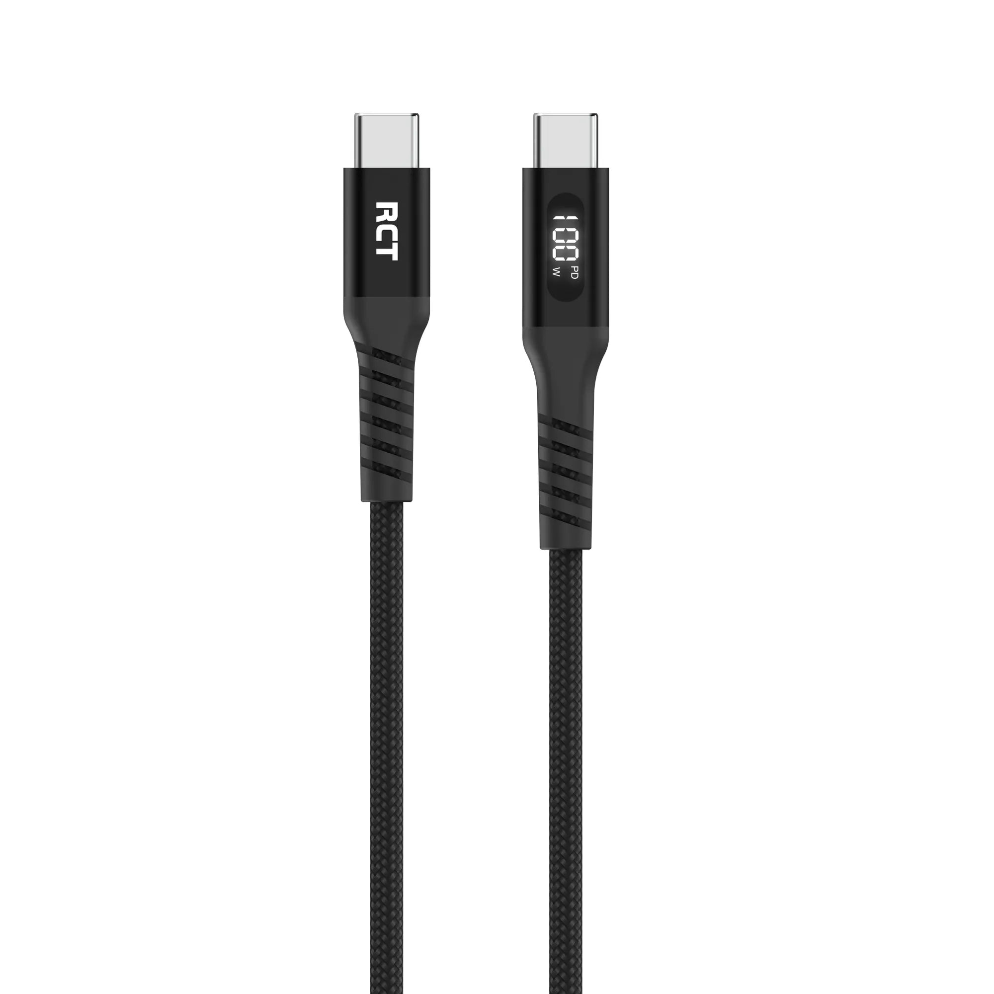 RCT USBC-USBC 2M Sync & Charge Cable DC20V/5A (Black with LED Display)