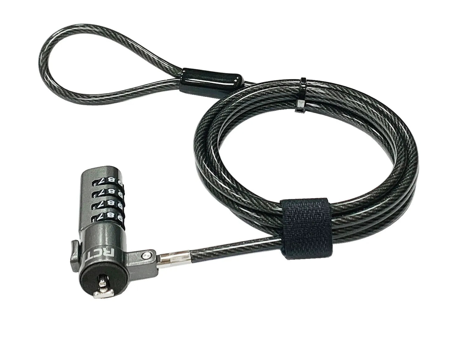 RCT 4-digit combination universal notebook security lock with interchangeable lock heads and K slot adaptor kit