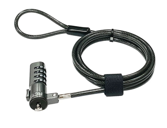 RCT 4-digit combination universal notebook security lock with interchangeable lock heads and K slot adaptor kit