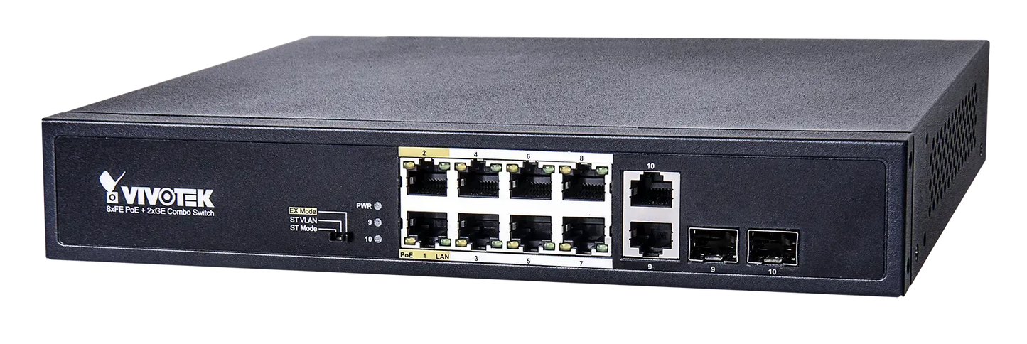 Unmanaged 8xFE PoE + 2xGE/ SFP Combo; Rackmountable Switch