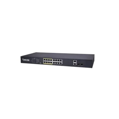 VIVOTEK Unmanaged 16x 10/100 PoE + 2x Gigabit/ SFP POE extender up to 200M; Rackmountable; 250W