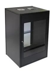 RCT 12U CP black wall mount cabinet 2x uprights 2x glands + Screws; 450mm PERFORATED DOOR.