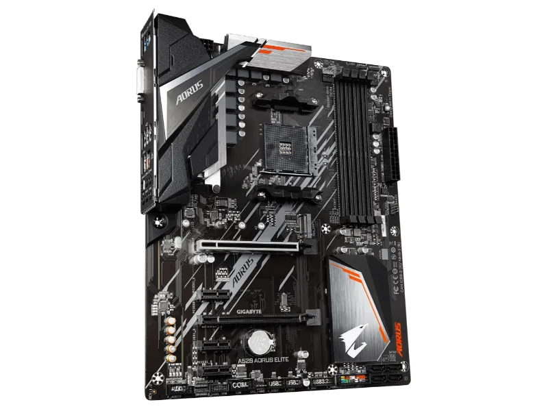 GIGABYTE Aorus AMD A520 Elite Chipset for 3rd Gen AMD Ryzen™ Processors; 4x Dual DDR4; 1x M2; DVI-D/HDMI; ATX.