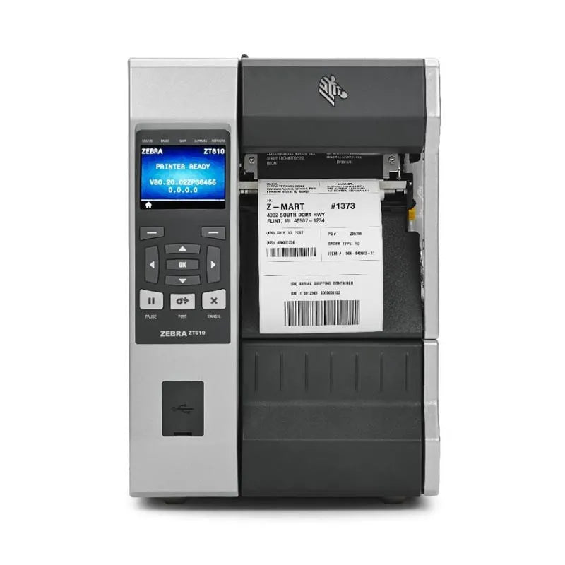 TT Printer ZT610; 4''; 300 dpi; Euro and UK cord; Serial; USB; Gigabit Ethernet; Bluetooth 4.0; USB Host; Rewind; Color; ZPL